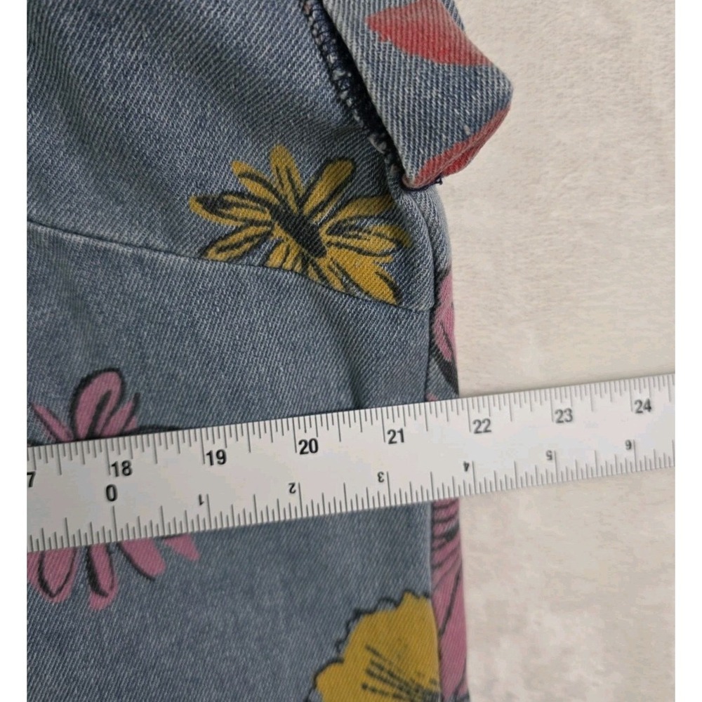 She + Sky Chambray Denim Floral Shirt Dress Button Front Tunic Boho Size L - Picture 7 of 10